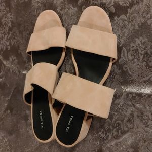 Via Spiga Pink Swede Heeled Slip Ons